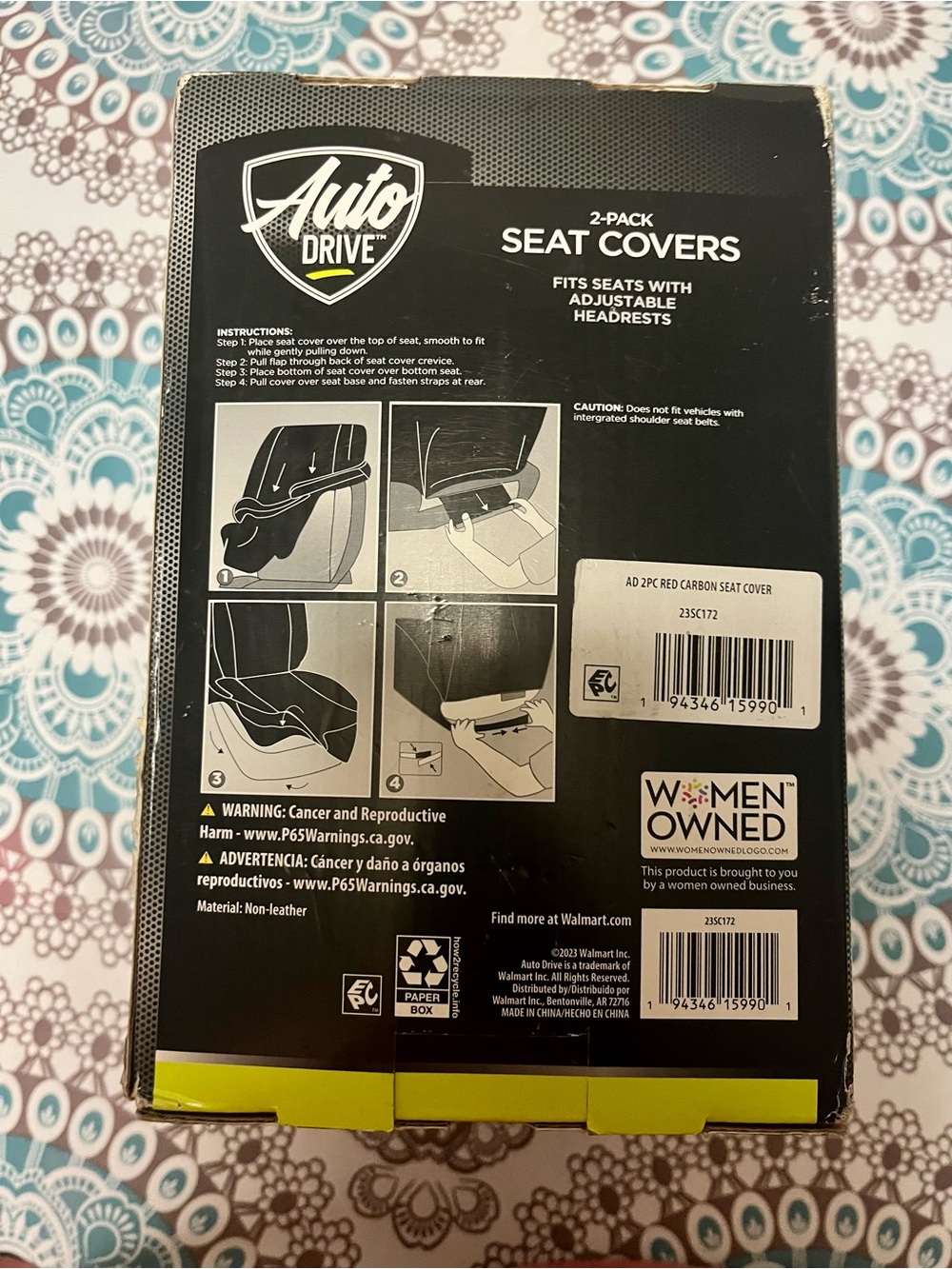 Auto Drive Carbon Fiber Black Seat Covers with Red Trim - 2-Pack - Picture 5 of 5